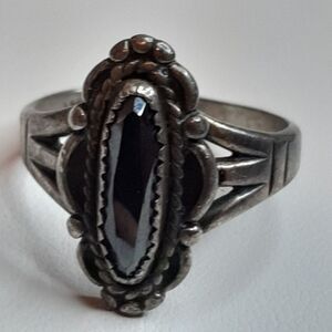 Vtg 925 sz9 Sterling Silver Hematite Ring WN Ster Wheeler Co Navajo Southwestern